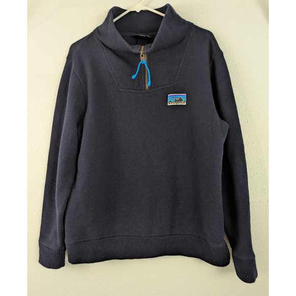 Patagonia Woolie Fleece Pullover 1/4 zip Sweater navy blue 3393 size M - Picture 1 of 7